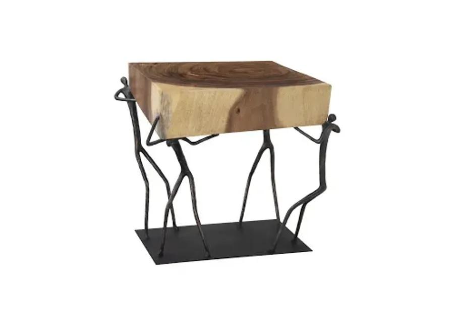 atlas side table, chamcha wood/metal, natural