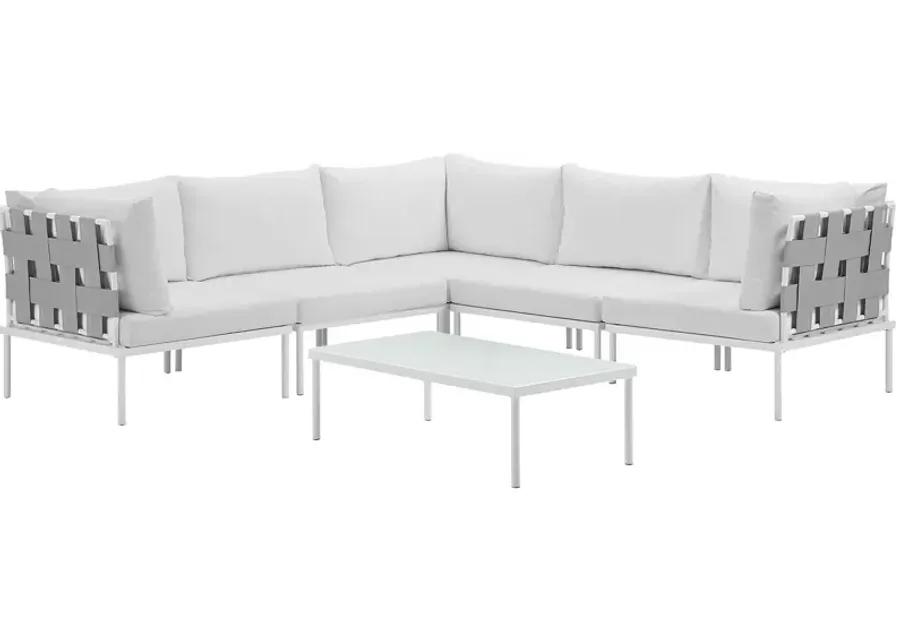 Harmony 6 Piece Outdoor Patio Aluminum Sectional Sofa Set