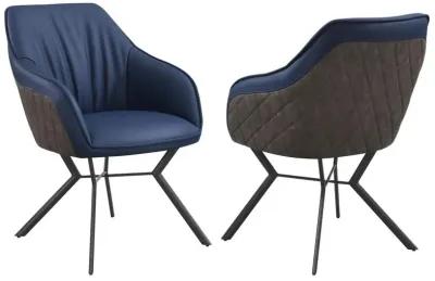 Mayer Upholstered Tufted Side Chairs (Set of 2) Blue and Brown