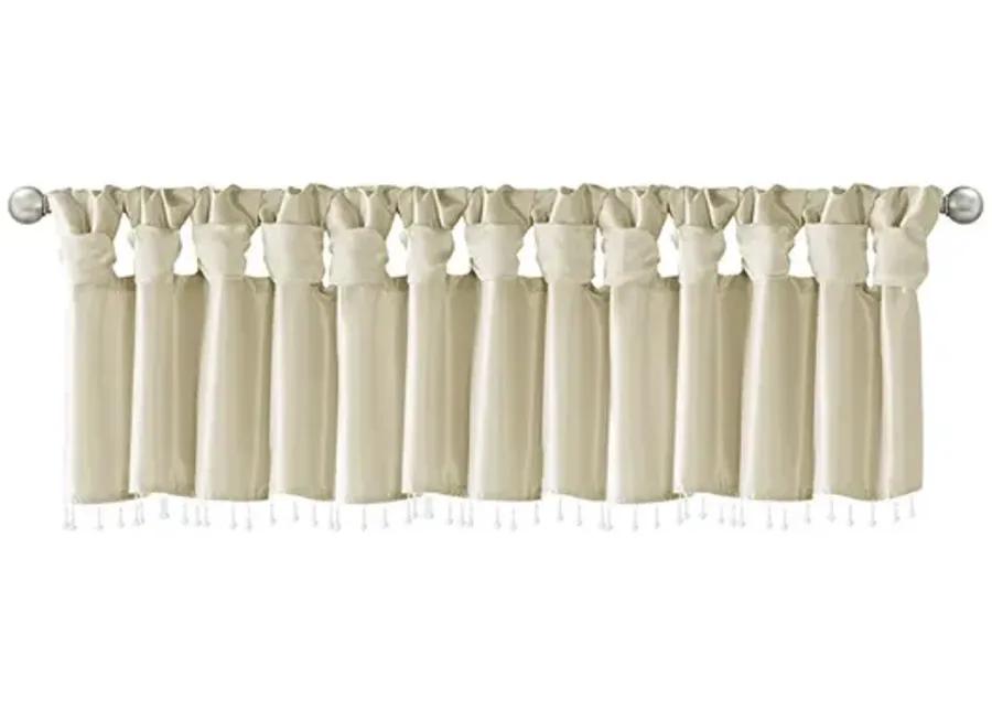 Madison Park Emilia Champagne Lightweight Faux Silk Valance With Beads