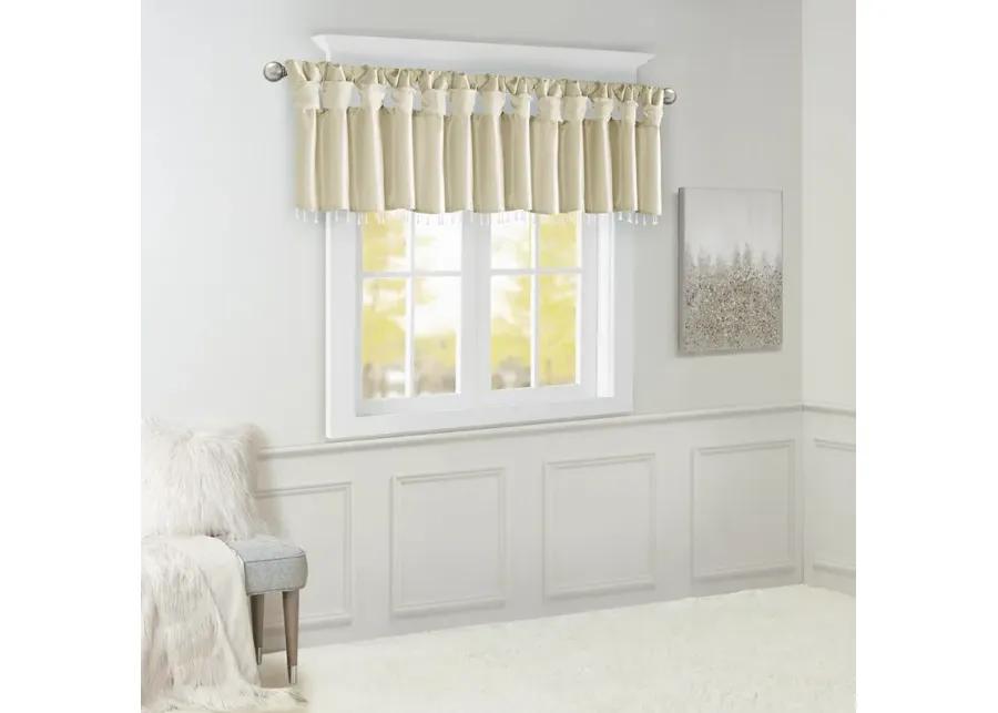 Madison Park Emilia Champagne Lightweight Faux Silk Valance With Beads