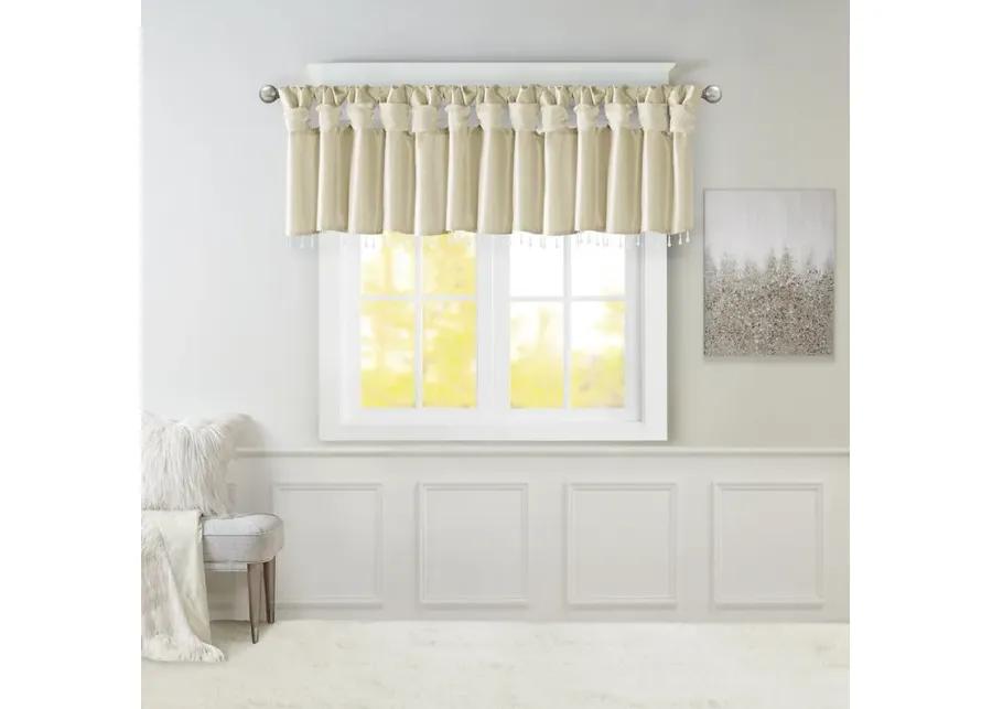 Madison Park Emilia Champagne Lightweight Faux Silk Valance With Beads