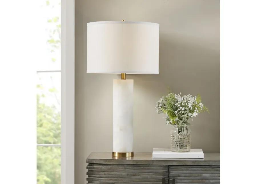 Hampton Hill Prague White/Gold Alabaster Table Lamp