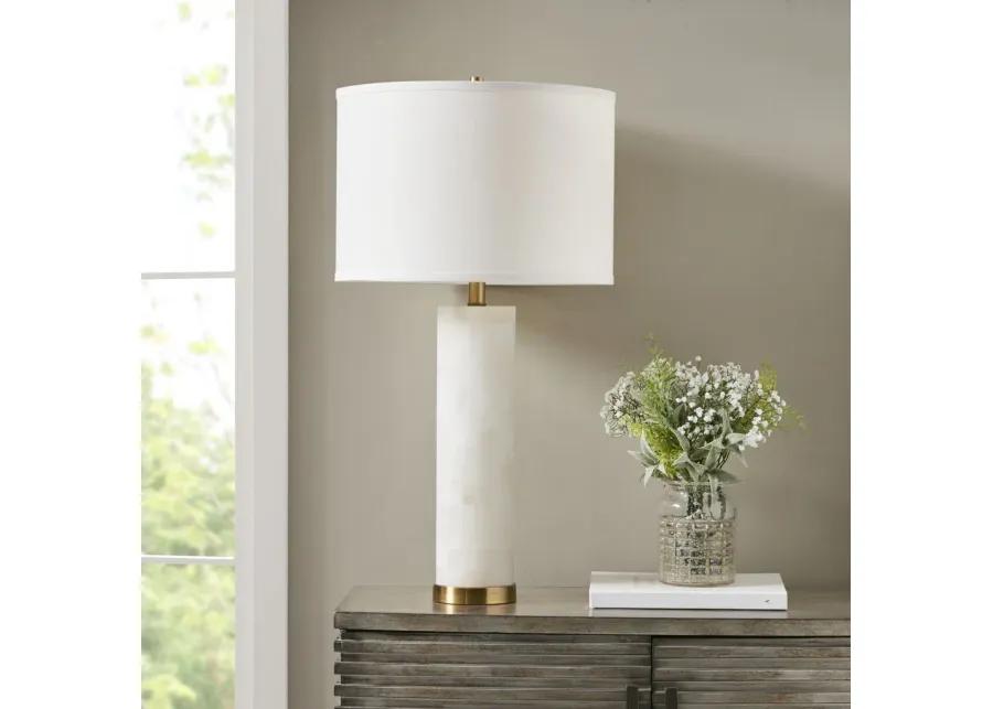 Hampton Hill Prague White/Gold Alabaster Table Lamp