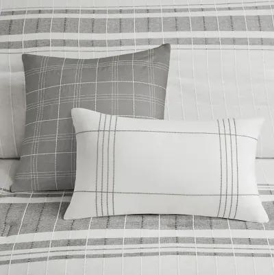 Harbor House Morgan White/Grey 6 Piece Cotton Jacquard Oversized Comforter Set