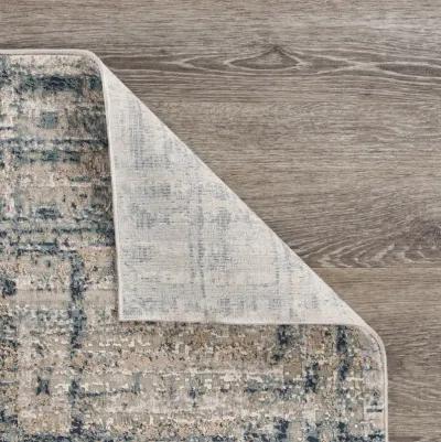 Imagica Neutral Distressed Geometric Wave Contemporary Runner Rug 2'2" x 7'7"