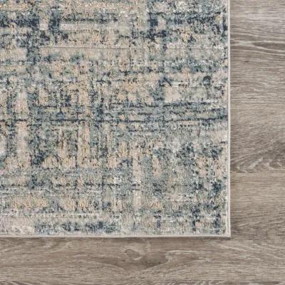 Imagica Neutral Distressed Geometric Wave Contemporary Runner Rug 2'2" x 7'7"