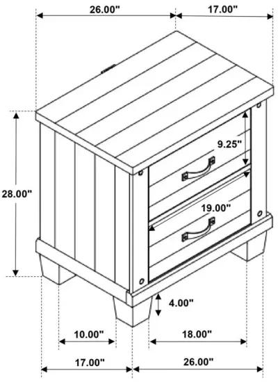 Lilith 2-drawer Nightstand Distressed Grey and White