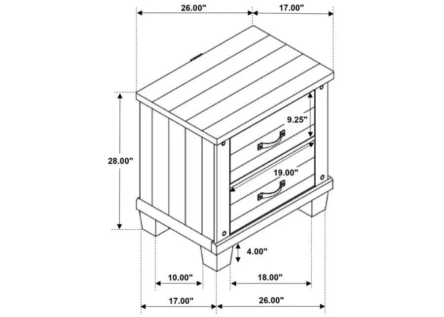 Lilith 2-drawer Nightstand Distressed Grey and White