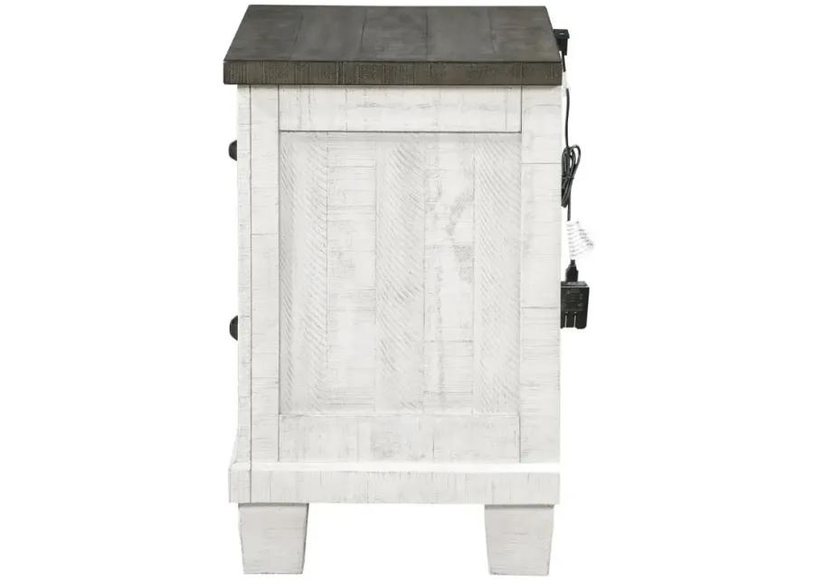 Lilith 2-drawer Nightstand Distressed Grey and White