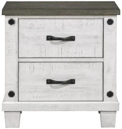 Lilith 2-drawer Nightstand Distressed Grey and White