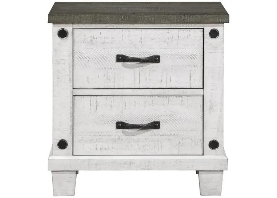 Lilith 2-drawer Nightstand Distressed Grey and White