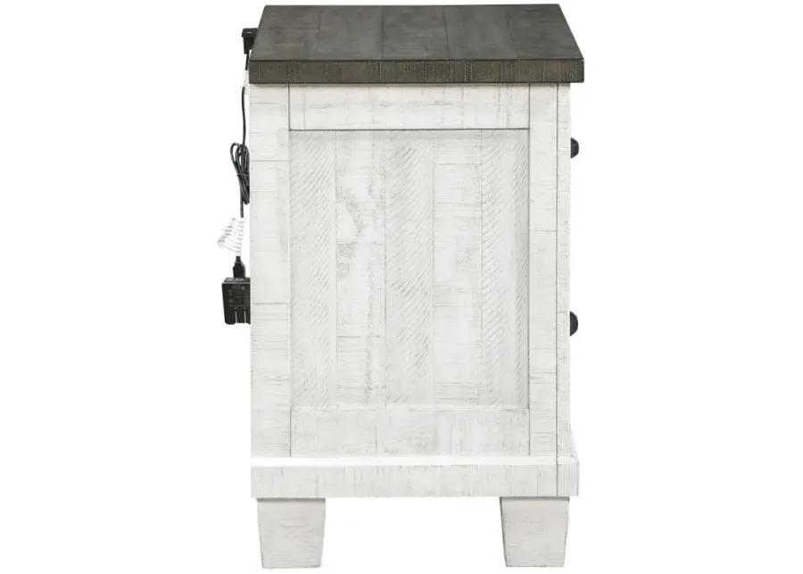 Lilith 2-drawer Nightstand Distressed Grey and White