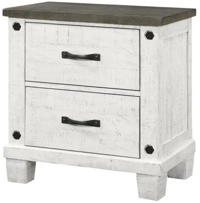 Lilith 2-drawer Nightstand Distressed Grey and White