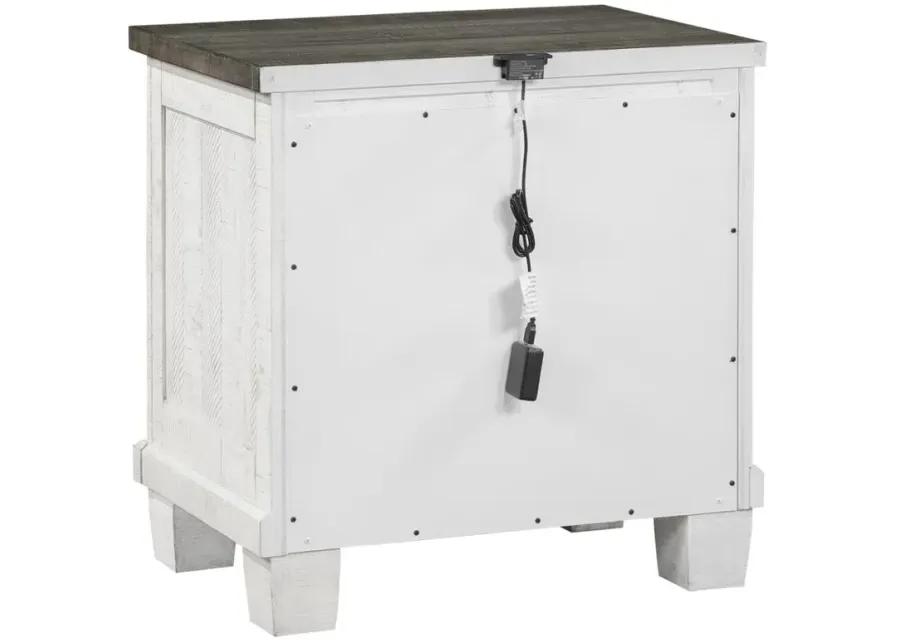 Lilith 2-drawer Nightstand Distressed Grey and White