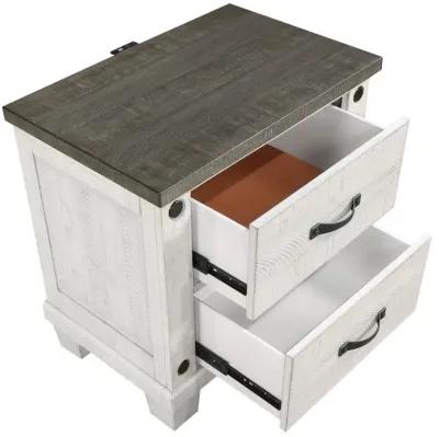 Lilith 2-drawer Nightstand Distressed Grey and White