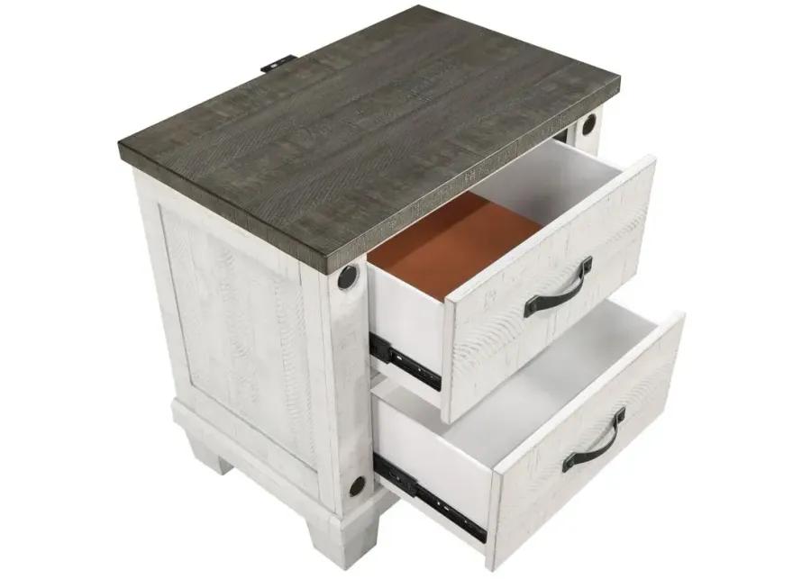 Lilith 2-drawer Nightstand Distressed Grey and White