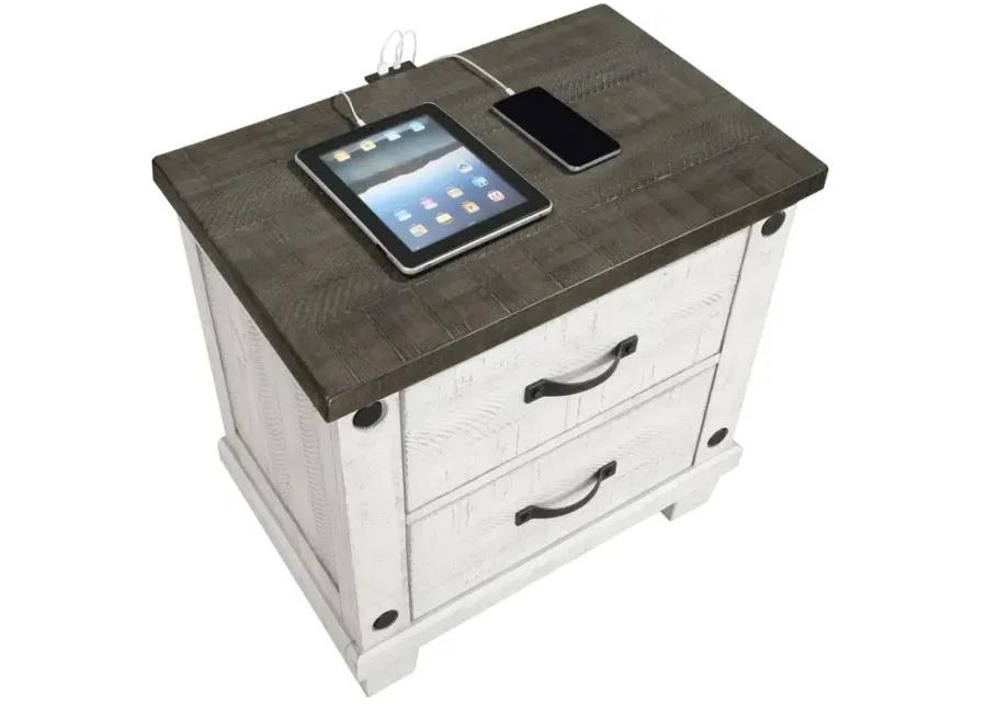 Lilith 2-drawer Nightstand Distressed Grey and White