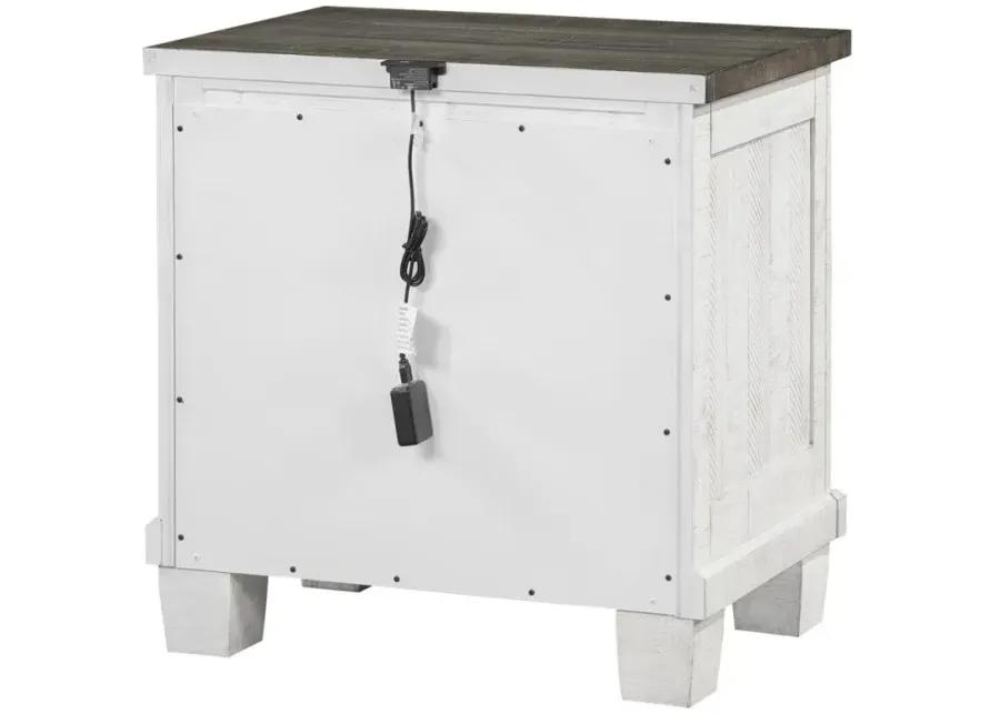 Lilith 2-drawer Nightstand Distressed Grey and White