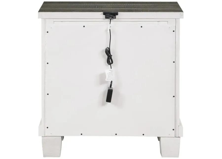 Lilith 2-drawer Nightstand Distressed Grey and White