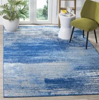 Adirondack Contemporary Silver / Blue 6' X 6' Round Powerloomed Rug