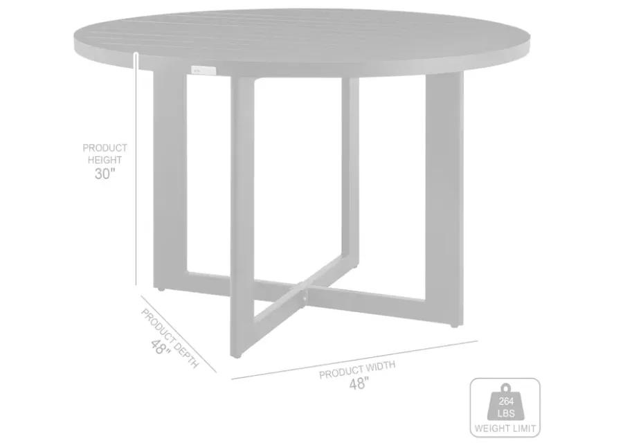 Cayman Outdoor Patio 5-Piece Round Dining Table Set in Aluminum with Grey Cushions