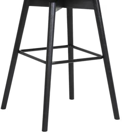 Sicily 30" Swivel Black Wood Bar Stool in Gray Faux Leather