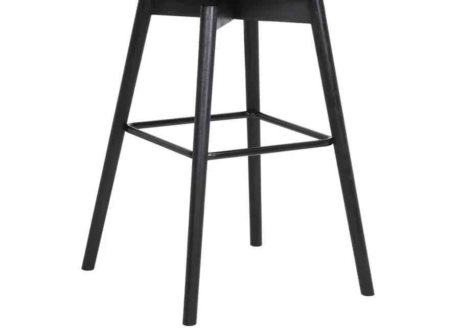 Sicily 30" Swivel Black Wood Bar Stool in Gray Faux Leather