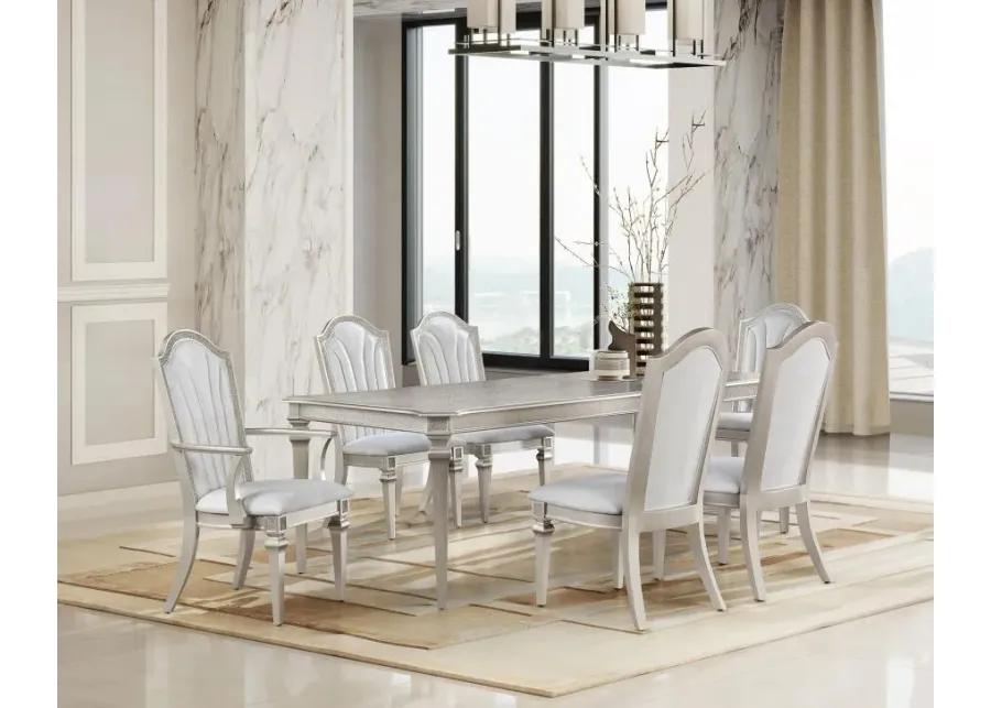 Evangeline 7-piece Dining Table Set with Extension Leaf Ivory and Silver Oak