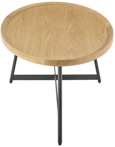 Niklaus 47" Oval Coffee Table in Oak and Black Base