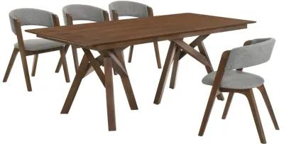 Cortina and Rowan 5 Piece Walnut Rectangular Dining Set