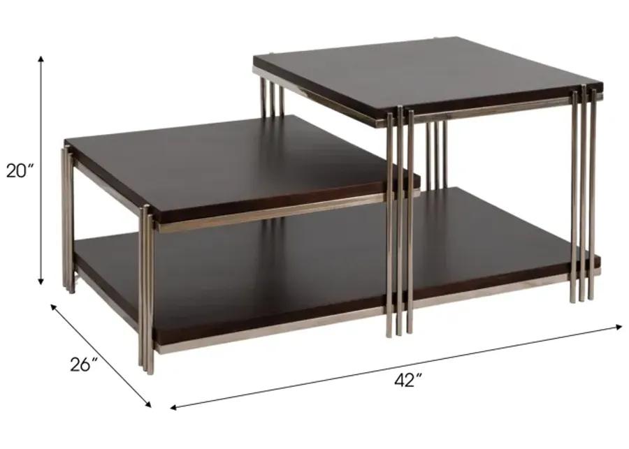 Metal/wood, 42" Three Tier Coffee Table