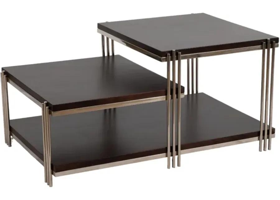 Metal/wood, 42" Three Tier Coffee Table