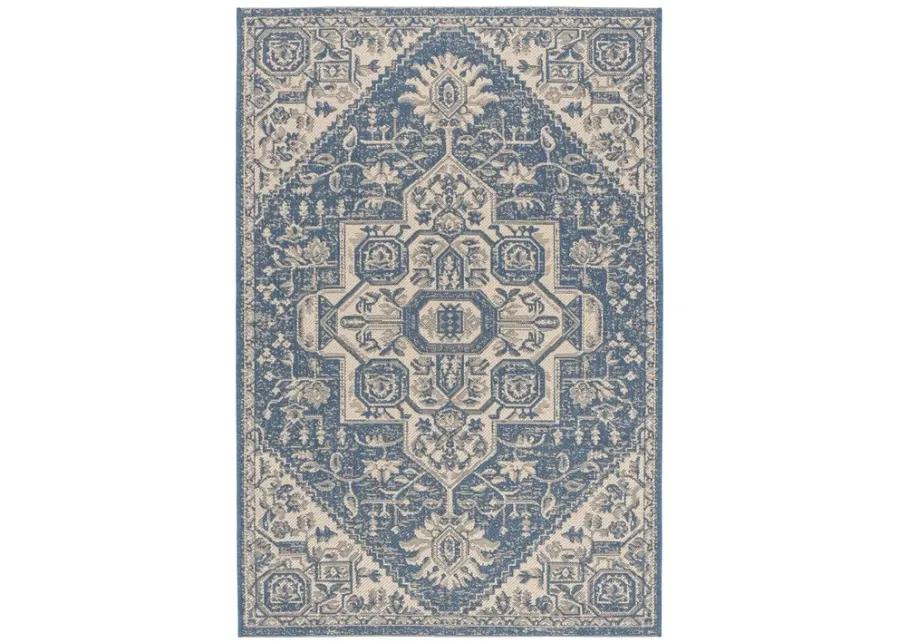 LINDEN 138 Collection LND138N-5 Cream / Blue 5'-3" X 7'-6"