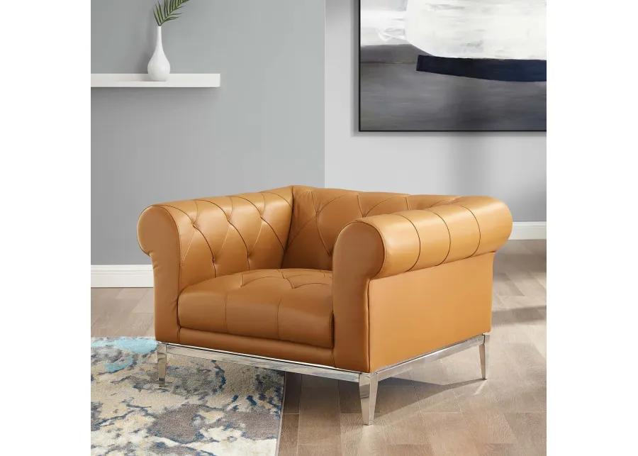 Idyll Tufted Button Upholstered Leather Chesterfield Armchair