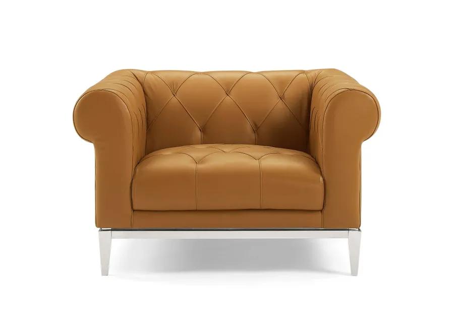 Idyll Tufted Button Upholstered Leather Chesterfield Armchair