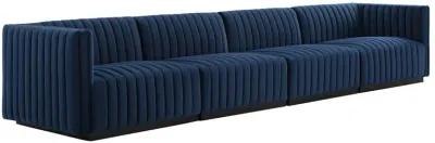 Conjure Channel Tufted Performance Velvet 4-Piece Sofa