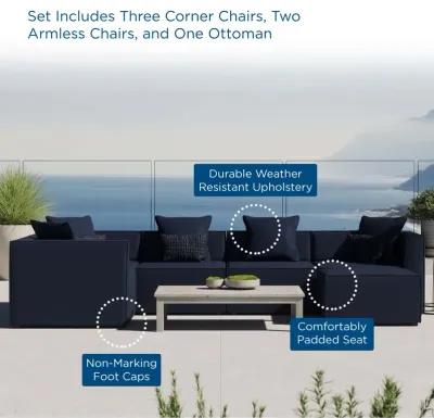 Saybrook Outdoor Patio Upholstered 6-Piece Sectional Sofa