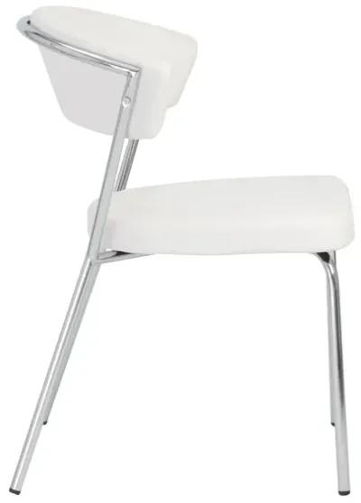 Draco Dining Chair in White with Chrome Legs - Set of 2