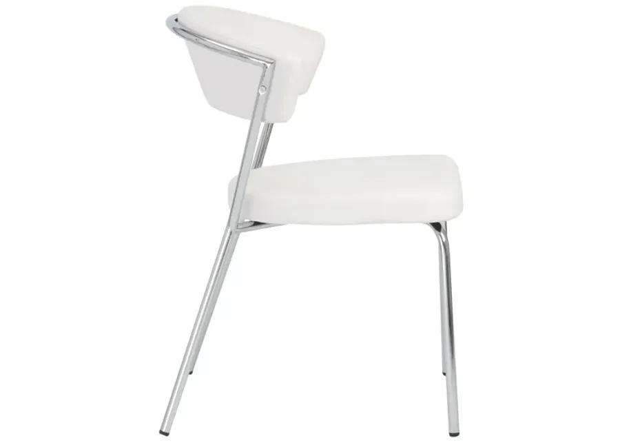 Draco Dining Chair in White with Chrome Legs - Set of 2