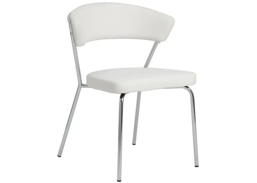 Draco Dining Chair in White with Chrome Legs - Set of 2