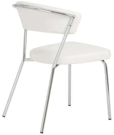 Draco Dining Chair in White with Chrome Legs - Set of 2