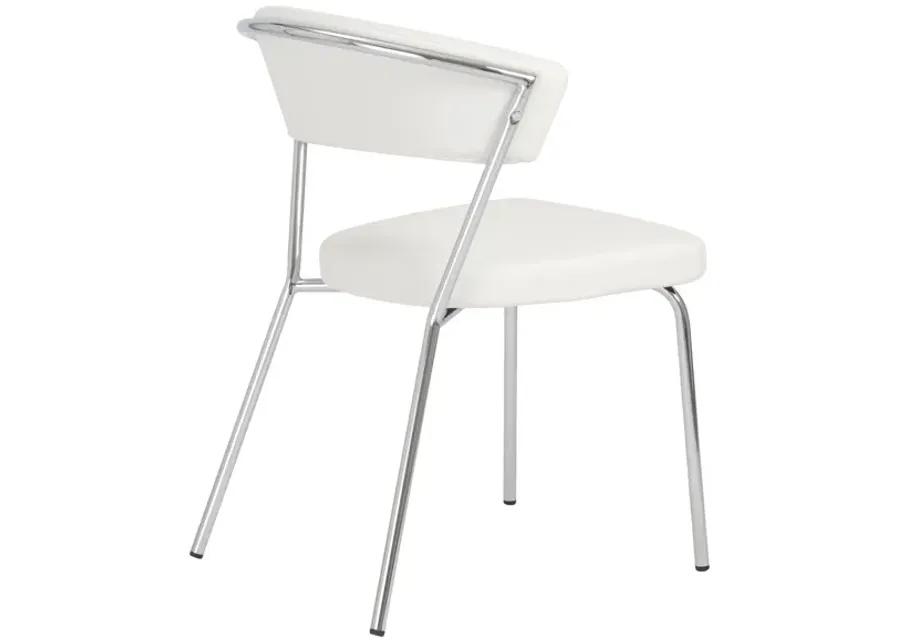 Draco Dining Chair in White with Chrome Legs - Set of 2