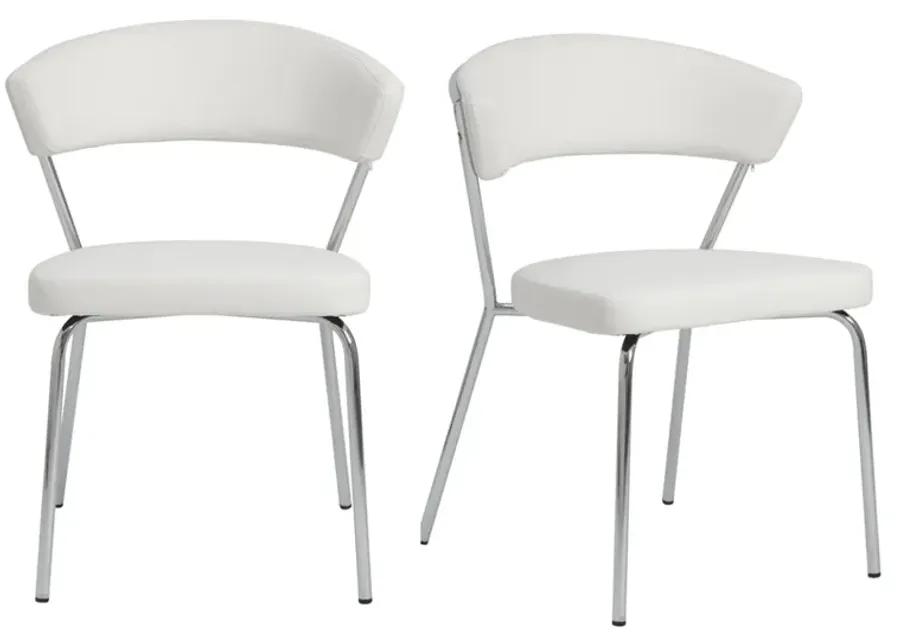 Draco Dining Chair in White with Chrome Legs - Set of 2