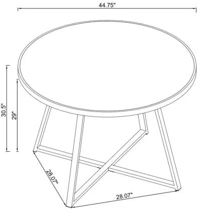 Jillian Round Dining Table with Tempered Mirror Top Black Nickel