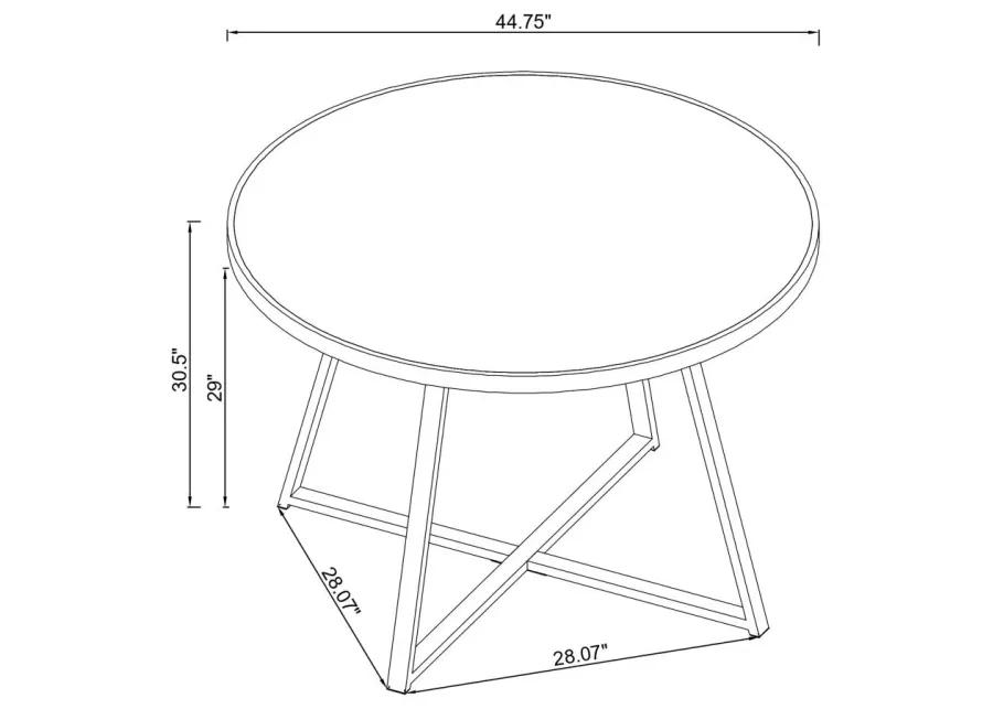 Jillian Round Dining Table with Tempered Mirror Top Black Nickel