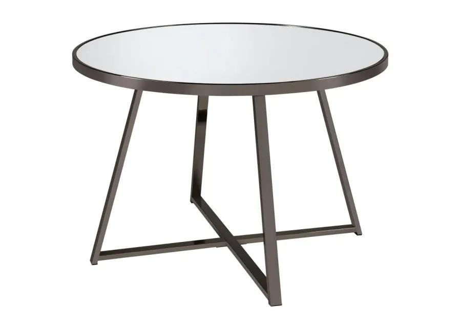 Jillian Round Dining Table with Tempered Mirror Top Black Nickel