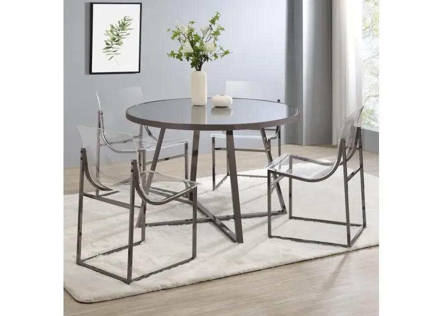 Jillian Round Dining Table with Tempered Mirror Top Black Nickel