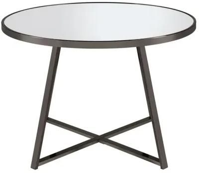 Jillian Round Dining Table with Tempered Mirror Top Black Nickel