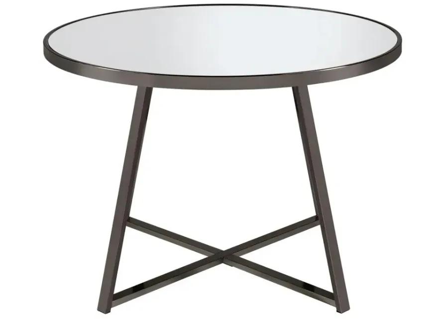 Jillian Round Dining Table with Tempered Mirror Top Black Nickel